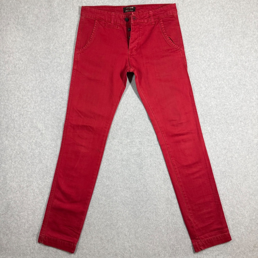 Roberto Cavalli Mens Vintage Straight Leg Pants Red Button Fly Size 31x34 Italy - Picture 2 of 14
